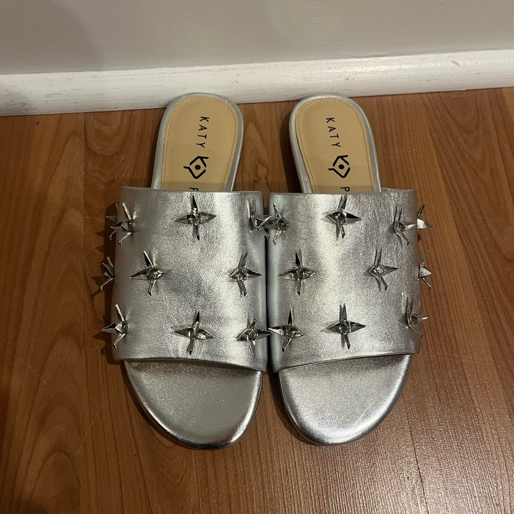 Katy Perry Collections Metallic Silver Studded Sandals